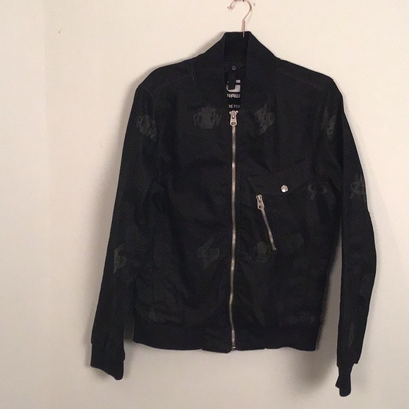 G-star Raw bomber jacket black denim with a print. Size M - Picture 1 of 5